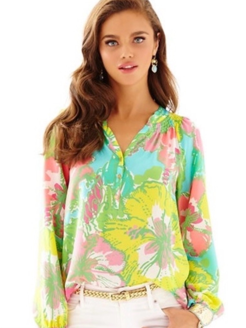 Lily Pulitzer Women’s Elsa floral lightweight print top blouse size small EUC